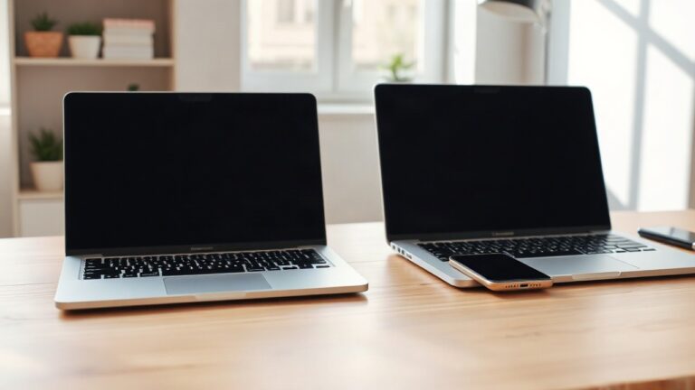 Ein Laptop und ein Android-Smartphone liegen nebeneinander auf einem Schreibtisch, als Symbol für die Googlebook-Integration mit Samsung-Smartphones – Symbolbild, KI-erzeugt