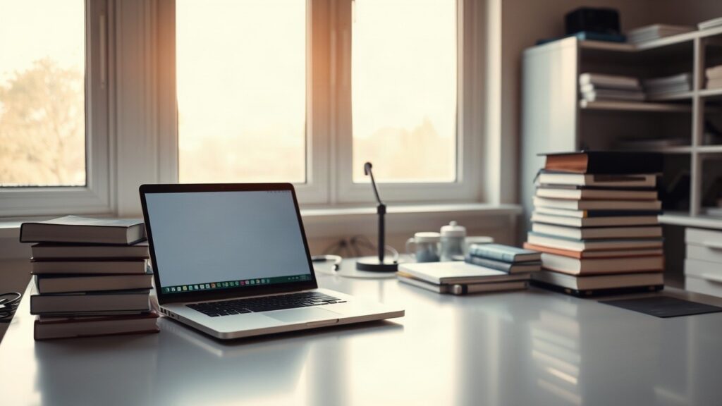 Ein Laptop mit Chat-Oberfläche auf einem Schreibtisch symbolisiert den Parkinson Chatbot in einer Forschungsumgebung – Symbolbild, KI-erzeugt